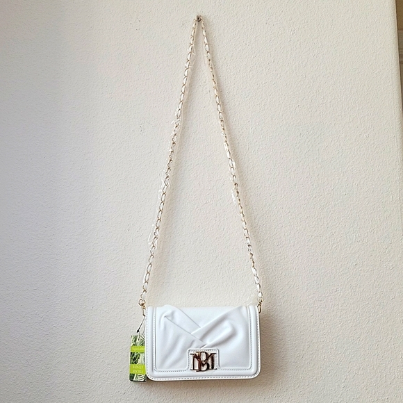 BADGLEY MISCHKA Small Square Crossbody, Folded Style, Big Logo, White, NWT - Picture 6 of 14